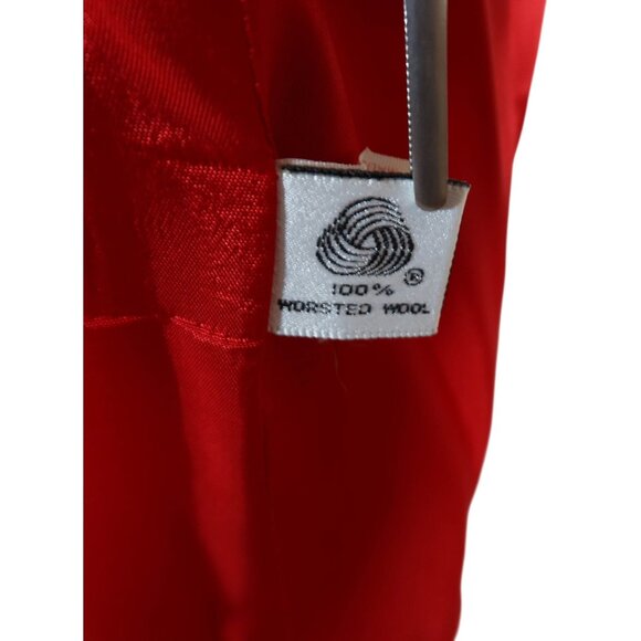 Vintage 80s Velvet Trim 100% Wool Blazer Jacket Size 8P Red Evan Picone Holiday - Picture 8 of 11